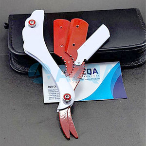 Rasoir de barbier pliant droit en acier inoxydable recouvert de rouge et de blanc avec manche ergonomique pour un rasage professionnel - Product Image 5