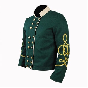 Men's <b>Black</b> <b>Wool</b> Hussar Jacket With Gold Embroidery And Faux Fur Collar Formal Winter <b>Coat</b> For Uniforms - Product Image 1