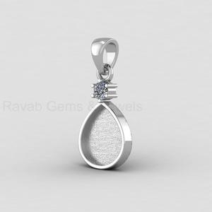 High Quality 925 Sterling Silver 14K Gold Plated 10x12mm Pear Blank Bezel Charm Pendant CZ Accent Keepsake DIY Resin Jewelry - Product Image 2