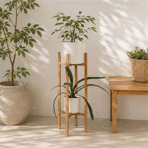 Soporte Doble para Plantas de Madera Maciza Clásico, Moderno Soporte para Macetas de Madera, Estante Alto para Plantas de Interior para Decoración de Sala de Estar, Mejor Precio - Product Image 2