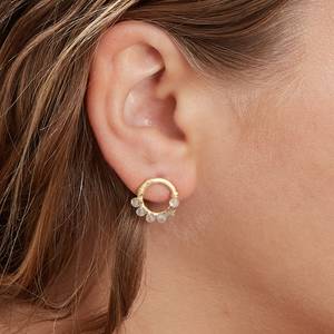 Pendientes de Aro Circulares de Moda con Piedras Preciosas de Labradorita con Cuentas, Envueltas en Alambre de Oro, Chapados en Oro de 18K sobre Plata de Ley Vermeil - Product Image 5