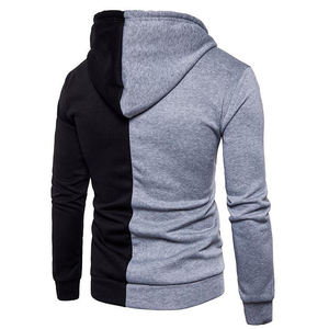 Sweat à capuche haut de gamme demi-zippé, coupé-cousu, contrast bicolore, style urbain - Product Image 2
