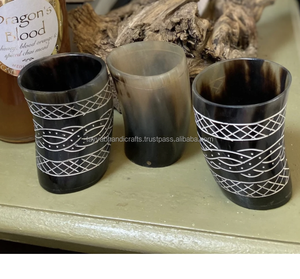 Verre à corne véritable pour boire de la bière, du vin et du café-Style animal nautique poli et de haute qualité - Product Image 4