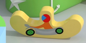 Coche de Juguete de Plástico Amarillo con Ruedas Verdes y Diseño Divertido para Uso en Interiores de Guarderías - Product Image 4