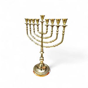 Ménorah en laiton à 9 bras avec étoile de David, chandelier religieux pour Hanouka, décoration de la maison, utilisation pour les occasions de mariage et sur table - Product Image 3