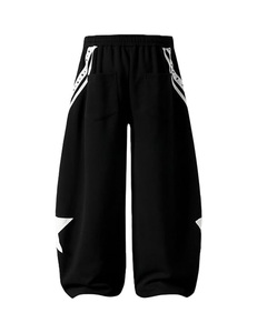 Pantalon de jogging ample pour femme, motif étoile rayé, jambe large, taille haute, cordon de serrage, taille élastique, unisexe - Product Image 6