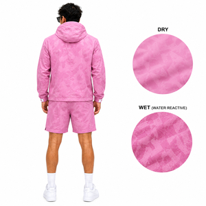 Veste imperméable et coupe-vent à capuche réactive à l'eau, short en polyester et nylon, veste coupe-vent à capuche zippée réactive à l'eau pour hommes - Product Image 3
