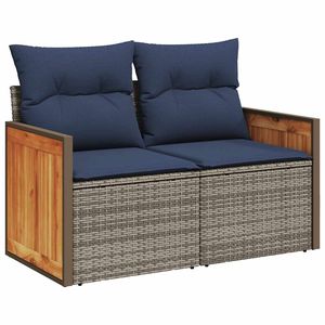 Ensemble de canapés de jardin en polyrotin gris 7 pièces avec coussins - Product Image 3