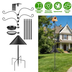 Supporto per Mangiatoia per Uccelli da Giardino Resistente con Dissuasore per Scoiattoli a 5 Punte, Altezza Regolabile 32"-94" - Product Image 1