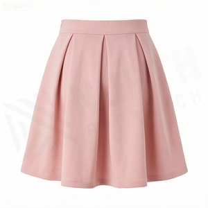 Jupe courte plissée en satin pour femme, coupe trapèze, couleur unie, taille normale, toutes saisons - Product Image 2