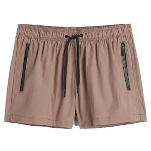 Pantalones Cortos Deportivos para Hombre, de Color Sólido, Tejido Elástico, con Estampado por Transferencia de Calor, de Secado Rápido, Cintura Media, Cierre con Cordón y Bolsillos con Cremallera, para Uso Casual - Product Image 1