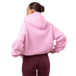 Sweat à capuche oversize rose clair pour femme, pull en polaire à manches longues, style décontracté streetwear, coupe ample, mode quotidienne - Product Image 2