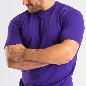 T-shirt pour homme, coupe slim, col rond, manches courtes, couleur unie, tricoté, décontracté - Product Image 5