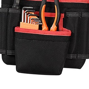 Black <b>Red</b> Tool <b>Belt</b> Waist Pouch Bag with Multiple Pockets Adjustable Strap for Electrician Carpenter Work Organizer - Product Image 4