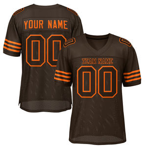 Maillots de football américain personnalisés tendance avec nom de l'équipe, logo, numéros, bandes sur les manches, en polyester mesh à séchage rapide, sublimation OEM - Product Image 5