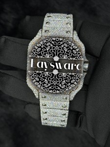 Premium <b>Men</b> White Iced Out Moissanite Diamond <b>Watch</b> Luxury Fashion Fully Iced Stainless Steel Fashion Gift Wristwatch - Product Image 1