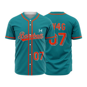 Custom Men's Baseball Jerseys Quick Dry Breathable Anti Bacterial Plus Size Sublimation Printed Polyester/Cotton Short Sleeve - Product Image 1