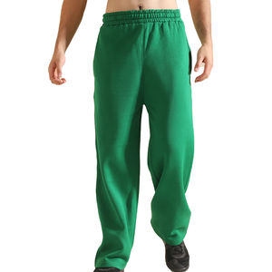 Pantalones de chándal de felpa personalizados para hombre, de corte holgado y estilo urbano, transpirables, con cintura elástica, pierna ancha, pliegues frontales y de algodón recto. - Product Image 1