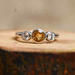 Bague de fiançailles classique en citrine naturelle en argent sterling 925 avec sertissage clos de luxe pour mariage - Product Image 2