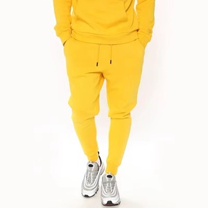 Conjunto de Sudadera con Capucha Amarilla y Pantalones Deportivos para Hombre, Estilo Casual, Color Sólido, Tejido de Felpa, Ropa de Otoño - Product Image 6
