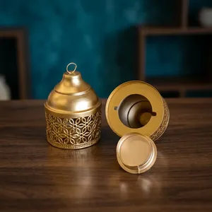 Handmade Brass Candle Stand <b>Set</b> 2-Piece Decorative <b>Lantern</b> Votive Holder for Home Wedding & Festival Table - Product Image 3