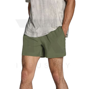 Pantalones Cortos Deportivos de Secado Rápido para Hombre, Color Sólido, Cintura Media, con Cordón, Casuales, Verde Oliva, 100% Poliéster Tejido - Product Image 5