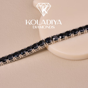 Bracelet unisexe plaqué or blanc de luxe, diamant noir fantaisie taille brillant rond, classique pour tous les jours, bijoux en or 14 carats - Product Image 2