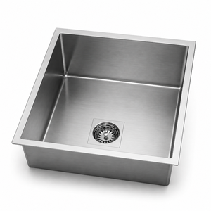 Fregadero de Cocina de Acero Inoxidable Grado 304, de un Solo Tazón, Cuadrado, para Instalar Bajo Encimera, Acabado Cepillado - Product Image 1