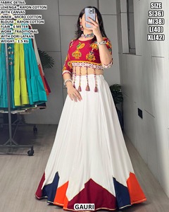 Bandhani Meher <b>Red</b> Embroidered Georgette <b>Lehenga</b> Choli Women Traditional Floor-Length Regular Fit Quick Dry Sun Protection Party - Product Image 2