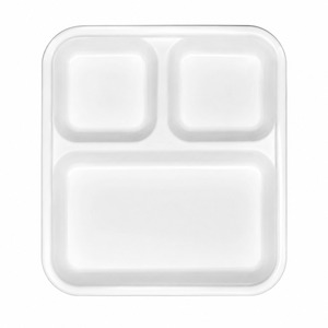 Plateau carré jetable 9 pouces, 3 compartiments, 220 mm x 24 mm, blanc, durable, pour restaurant, livraison à domicile, service alimentaire - Product Image 3