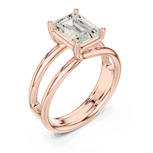 Bague de fiançailles solitaire en diamant de laboratoire taille émeraude 2 carats, à quatre griffes, avec tige fendue, en or massif 14K 18K, bijoux de mariée - Product Image 5