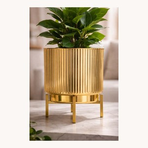 Stylish Customized Metal Gold Color Chrome Plated Durable Eco-Friendly Flower Pot New Design Decorative <b>Planter</b> for Home Garden - Product Image 1