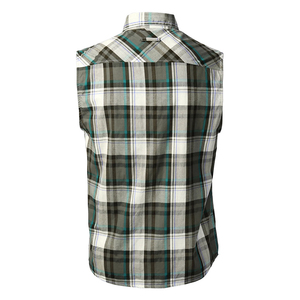 T-shirt en flanelle sans manches de bonne qualité, col rabattu, coton et polyester légers, t-shirt en flanelle pour homme avec poche poitrine - Product Image 2