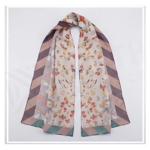 Women's Square Long <b>Silk</b> Scarf Digital Print Geometric Pattern Multi-Functional Elegant Fashion Accessory Polyester All Seasons - Product Image 2
