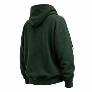 Sweat-shirt à capuche vert foncé pour homme, coupe classique, en molleton de coton, décontracté, avec poche avant, pour l'automne - Product Image 2