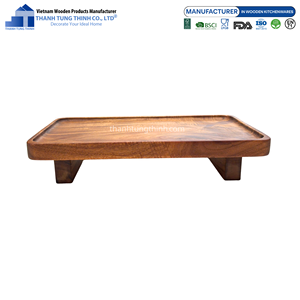 Bandeja de madera rectangular para servir sushi, acabada con aceite, hecha a mano, apta para alimentos, uso doméstico, hecha en Vietnam - Product Image 1