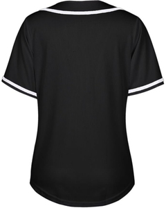 Maillot de baseball noir pour femme, manches courtes, boutonné, uniforme de softball avec bordure blanche - Product Image 3