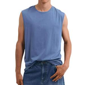 Camiseta sin Mangas Personalizada al por Mayor para Hombre, 100% Algodón, con Logotipo Bordado, Chaleco Deportivo para Fitness, Camiseta Interior Estampada - Product Image 1