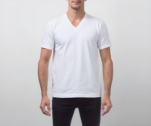 T-shirt de sport vintage à col en V, coupe ajustée, manches courtes, séchage rapide, anti-boulochage, polyester/coton 180g, entraînement - Product Image 3