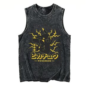 Camiseta sin mangas para hombre 2026, transpirable, de punto, informal, oversize, estilo vintage lavado, con estampado de anime, ecológica, de secado rápido, cuello redondo, para yoga, deportes y verano - Product Image 2