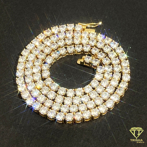 Luxury Round Cut Moissanite Diamond Tennis Chain 925 Sterling Silver Gold Tone <b>Fashion</b> <b>Necklace</b> - Product Image 4