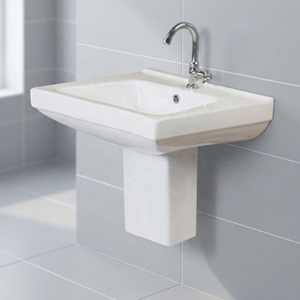 Cheap Price High Quality Fashionable Sanitary Ware Ceramic Bathroom Sink Two Piece Half Pedestal Basin - Product Image 5