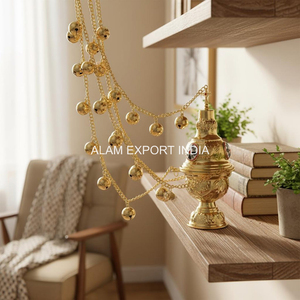 Incensario Colgante de Latón de Alta Gama con Diseño Moderno y Formas Redondas Ornamentadas, Personalizable, para Hogar, Yoga, Spa, Meditación - Product Image 4