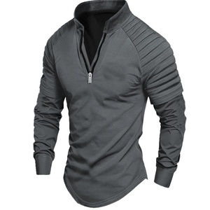 T-shirt à manches longues pour homme, style streetwear outdoor, printemps automne, couleur unie, impression numérique, respirant, 100% coton - Product Image 1