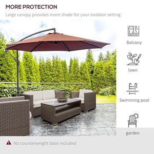 Ombrellone a braccio laterale marrone da 3 metri con protezione UV, tessuto resistente all'acqua, facile da inclinare e base robusta per giardino o spiaggia - Product Image 6
