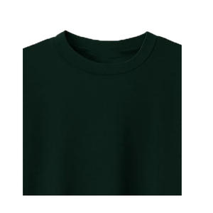 Camiseta de Manga Larga con Cuello Redondo y Bordado para Mujer, Talla Grande, 100% Algodón Orgánico, Transpirable, Ecológica, Verde Oscuro - Product Image 4