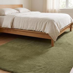Alfombra Antideslizante de Lana Verde Oliva, Tejida a Mano, con Textura Suave, para Sala de Estar, Dormitorio, Decoración Moderna para el Hogar - Product Image 2