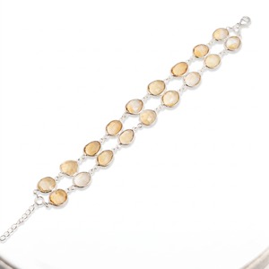Natural Citrine 925 Sterling Silver Double Row Faceted <b>Gemstone</b> <b>Bracelet</b> Minimalist Adjustable <b>Bracelet</b> Gift for Her and Him - Product Image 1