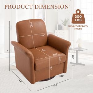 Poltrona Girevole Moderna con Base in Legno, Design a Botte, Ideale per Camera da Letto, Lettura, Soggiorno, Sala d'Attesa - Product Image 5