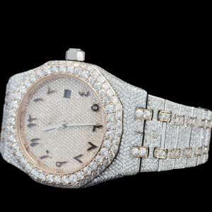 Montre-bracelet unisexe à mouvement à quartz, design unique, bijoux hip-hop, testée au diamant, moissanite, faite à la main, avec chiffres arabes - Product Image 3